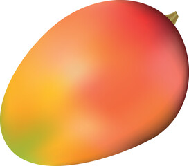 ripe golden red mango on transparent background