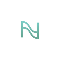 Letter N Outline Wave Logo Design. Initial N Logo