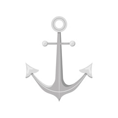 Anchor icon isolated on white background. Marine logo. Nautical cartoon symbol. Vector illustration in flat style.