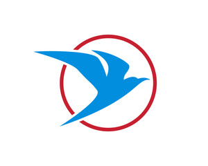 Abstract flying bird in the circle vector logo