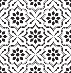 ceramic tile pattern, Porcelain decorative background, black and white floral decor vector illustration, beautiful ceiling design