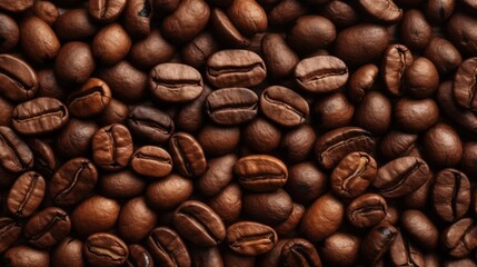 Fototapeta premium Roasted coffee beans background, Generative AI