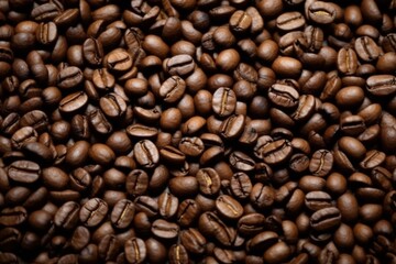 Fototapeta premium Roasted coffee beans background, Generative AI