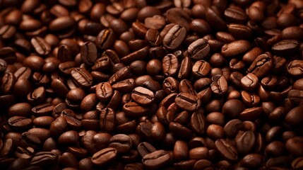 Fototapeta premium Roasted coffee beans background, Generative AI