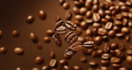Coffee beans falling down, Generative AI