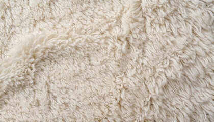White shaggy natural sheep fur texture for background