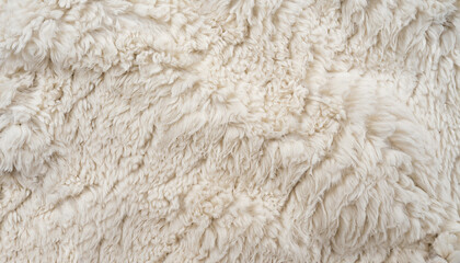 White shaggy natural sheep fur texture for background