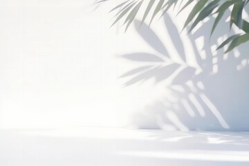 Fototapeta na wymiar Tropical leaves natural shadow overlay on white texture background, Generative AI
