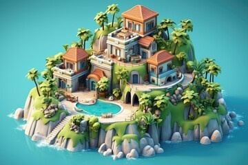 3d rendering illustration island on isolated background