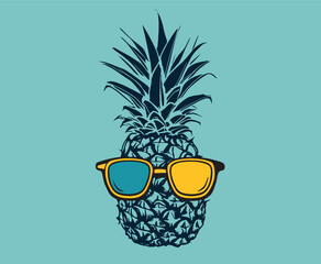 Pineapple hand drawn illustrations, vector.	