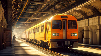 Fototapeta premium train moving through the subway station in a city