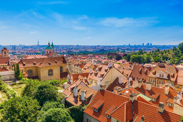 Fototapeta premium Panoramic view of Prague city, Czech Republic's Capital City