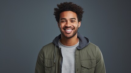 Obraz premium Young handsome African american man smiling with generative ai