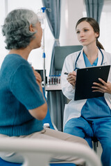 Fototapeta premium Hospital and its specialist doctors take care of patient with expertise, advice, discussion and fostering confidence.