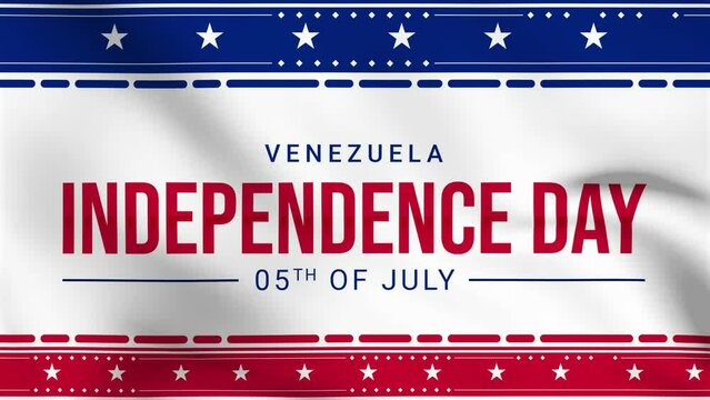 Venezuela Independence Day waving animation. Waving animation with traditional borders and stars
