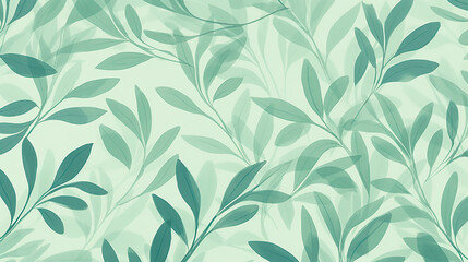 Seamless pattern with green leaves. Vector illustration in retro style.AI Generated