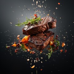 A minimalistic photo Food Advertising Photographs of a steaks meal