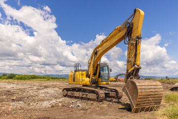 Fototapeta na wymiar Excavator in construction site.