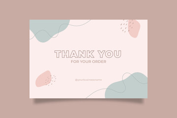 Printable Pink Blue Pastel Thank You Card for Online Small Business, Decorated with Blob and Stroke Object