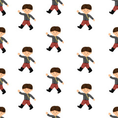boy wearing soldier uniform pattern isolated on white background