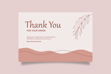 Printable Pink Thank You Card for Small Business with Organic and Botanical Object