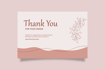 Printable Pink Thank You Card for Small Business with Organic and Botanical Object