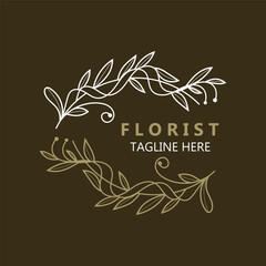 Fototapeta na wymiar Wedding Florist logo beautiful floral leaf and flower vector art, icon graphic decoration business
