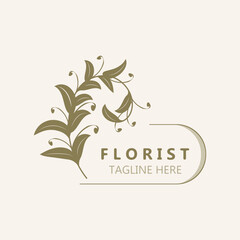Wedding Florist logo beautiful floral leaf and flower vector art, icon graphic decoration business