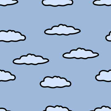 seamless pattern cloud isolated on blue background