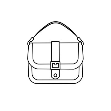 Line Art Style Sling Bag Illustration, Isolated On White Background