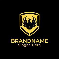 Fototapeta premium Phoenix Sheild Gold logo deisgn template element vector
