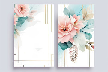 turquoise and blush Floral Design: Multi-Purpose Template for Wedding Invitations, Business Cards, Thank You Notes, Flyer, Poster,Cover ...
