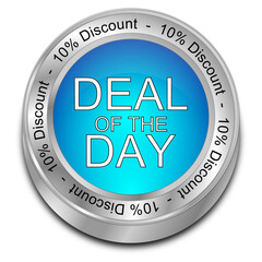 Deal of the Day 10% Discount Button - 3D illustration