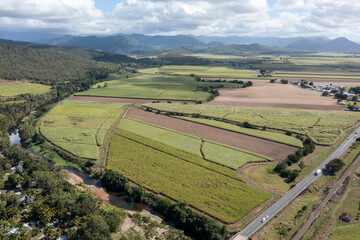 sugar cane  crops ready for harvest near the Queensland town of Calen and the St Helens creek .