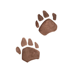 Watercolor pattern, animal footprints on a white background. Cute animal footprints, lion.