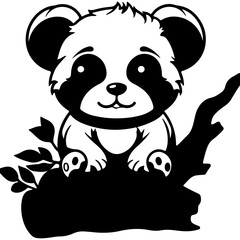 Obraz premium Cute Panda Smile Outline icon. Animal concept