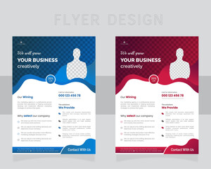 Corporate Business Flyer with two color. Modern corporate or company business flyer template design. 