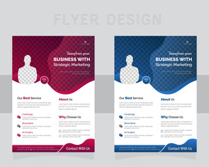 Modern Business Flyer design, two colors scheme, vector template. 