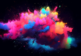 カラフル　黒背景　ペンキ　煙　インク　