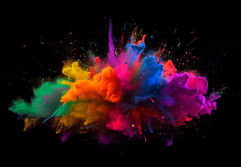 カラフル　黒背景　ペンキ　煙　インク　
