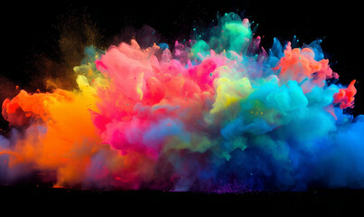 カラフル　黒背景　ペンキ　煙　インク　