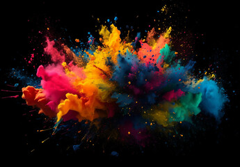 カラフル　黒背景　ペンキ　煙　インク　