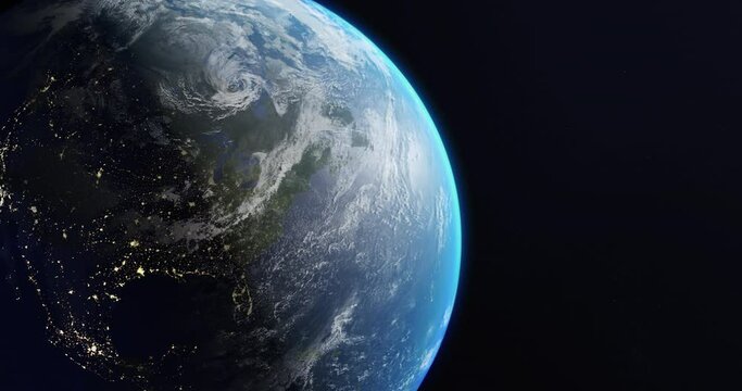 Planet Earth. Spinning globe with detailed geography. North America, Northern Hemisphere, view from space