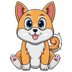 Cute baby shiba inu cartoon sitting