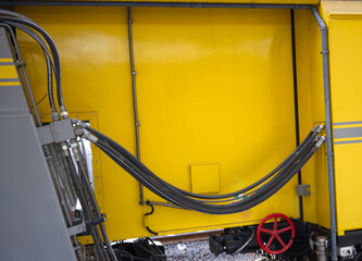 Hydraulic lines with black plastic tape Antistatic for explosive environments on Railway...