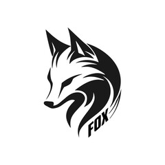 Fox head logo, simple, modern, vintage, black and white, vector design template vector illustration