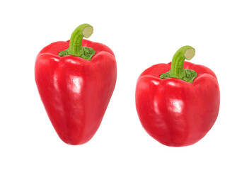 red bell pepper or capsicum isolated on white background with clipping path.