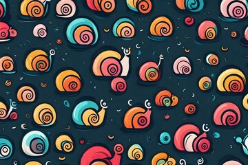 Abstract colorful cartoon snail. (AI-generated fictional illustration)

