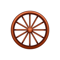 Wooden wheel of a wagon, carriage on a white background. Vector
