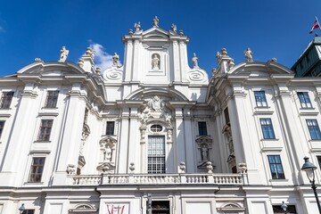 Fototapeta na wymiar The facade of The Church of the Nine Choirs of Angels (Church Am Hof), Vienna